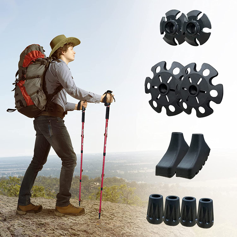Thefitlife Trekking Poles Accessories Set - Rubber Replacement Pole Tip Protectors Fit Most Standard Hiking, Walking Poles with 11Mm Hold Diameter Sporting Goods > Outdoor Recreation > Camping & Hiking > Hiking Poles TheFitLife   
