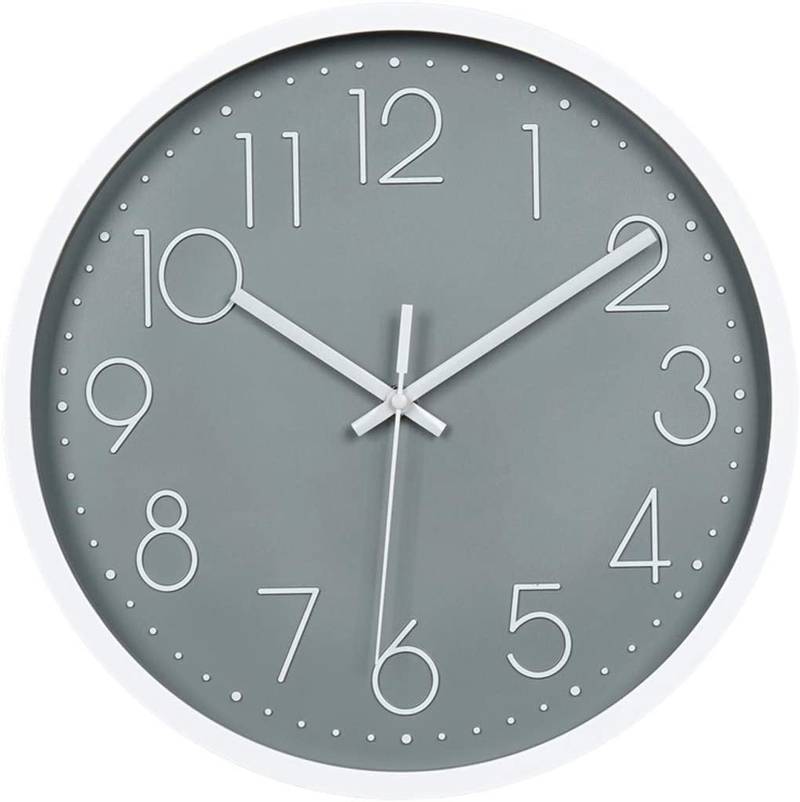 Topkey Wall Clock 12" Silent Non Ticking Modern Clock Round Decorative Wall Clock for Living Room, Bedroom, Kitchen (Battery Not Included) Grey Home & Garden > Decor > Clocks > Wall Clocks Topkey Gray  