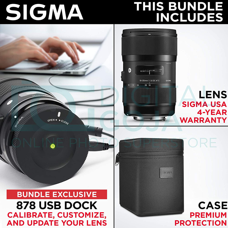 Sigma 18-35mm F1.8 Art DC HSM Lens for Nikon DSLR Cameras + Sigma USB Dock with Altura Photo Advanced Accessory and Travel Bundle Cameras & Optics > Camera & Optic Accessories > Camera Parts & Accessories Sigma   