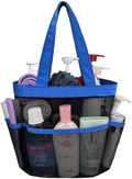 Mesh Shower Caddy Basket with 8 Storage Pockets, Portable Shower Tote Bag Hanging Swimming Pool, Toiletry Bathroom Organizer for College Dorm Room Essentials for Girls and Boys (1, Golden Dots) Sporting Goods > Outdoor Recreation > Camping & Hiking > Portable Toilets & Showers Hommtina Royal Blue 1 