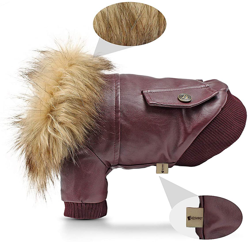 Lesypet Leather Dog Coats Waterproof Dog Winter Coat Puppy Jackets for Small to Medium Dogs Animals & Pet Supplies > Pet Supplies > Dog Supplies > Dog Apparel lesypet   