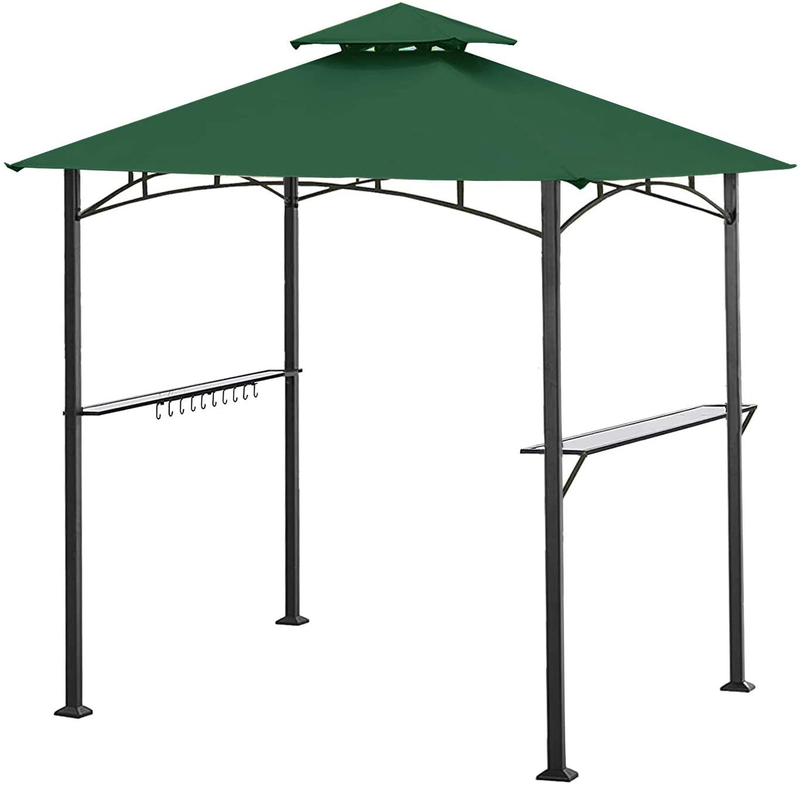 Ontheway 5FT x 8FT Double Tiered Replacement Canopy Grill BBQ Gazebo Roof Top Gazebo Replacement Canopy Roof (Light Brown) Home & Garden > Lawn & Garden > Outdoor Living > Outdoor Structures > Canopies & Gazebos ontheway Dark Green  
