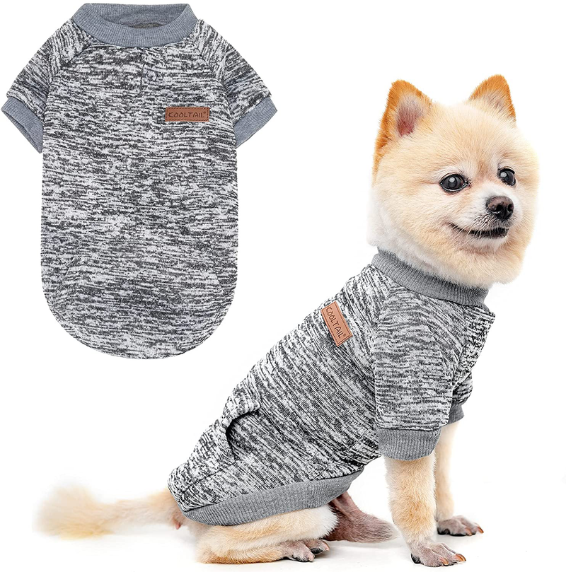 KOOLTAIL Dog Fall Winter Sweater for Small Medium Large Dogs or Cats, Soft & Warm Cold Weather Stylish Clothes, Pet Thickening Coat (XS/S/M/L, Pink/Navy/Grey) Animals & Pet Supplies > Pet Supplies > Cat Supplies > Cat Apparel KOOLTAIL Grey Small 
