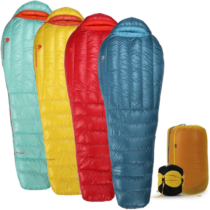 Mountaintop Ultralight Mummy down Sleeping Bag 650 Fill Power Duck down Suits for 32 Degree F for Camping Hiking Backpacking Sporting Goods > Outdoor Recreation > Camping & Hiking > Sleeping Bags MOUNTAINTOP 41 Degree-Aqua Blue  