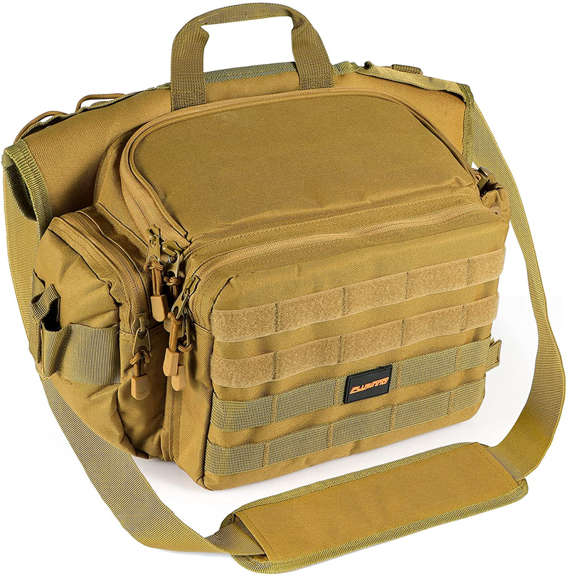PLUSINNO Fishing Tackle Bag, Large Saltwater Resistant Fishing Bags, Outdoor Fishing Tackle Storage Bags, Water-Resistant Fishing Gear, Suitable for 3600 Tackle Box and Pliers Storage Sporting Goods > Outdoor Recreation > Fishing > Fishing Tackle PLUSINNO C: Large (Without Trays, 15.8*7.9*10.9inch)- Khaki  
