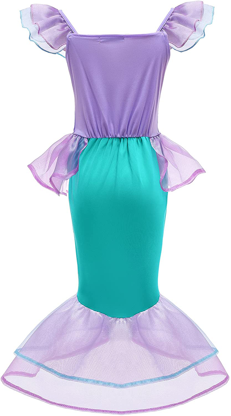 Mermaid Costume for Girls Halloween Princess Dress Up with Crown Jewelry Apparel & Accessories > Costumes & Accessories > Costumes 3 years and up   