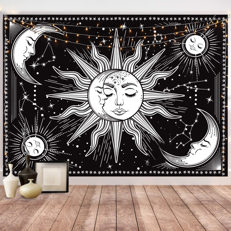 HOTMIR Wall Tapestry Black and White - Aesthetic Tapestry Wall Hanging Moon Tapestry as Wall Art for Bedroom, Living Room, Dorm Decor - Printed Without Fringe (51.2x59.1 Inches, 130x150 cm) Home & Garden > Decor > Artwork > Decorative Tapestries HOTMIR 51.2x59.1 Inches, 130x150 cm  