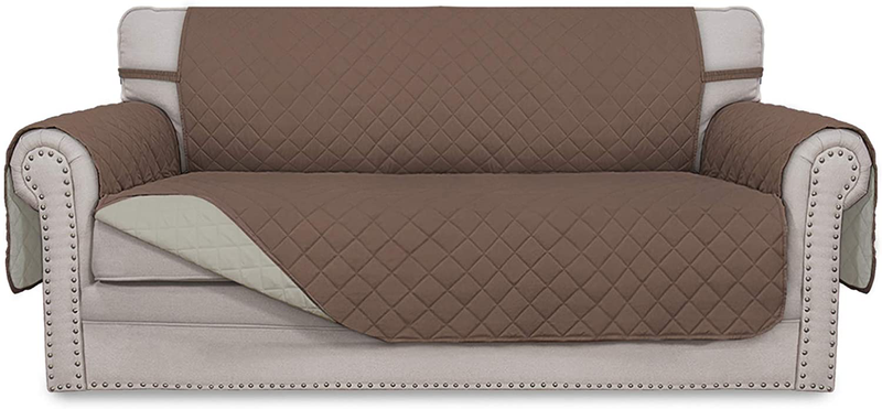 Easy-Going Sofa Slipcover Reversible Loveseat Sofa Cover Couch Cover for 2 Cushion Couch Furniture Protector with Elastic Straps for Pets Kids Dog Cat (Oversized Loveseat, Gray/Light Gray) Home & Garden > Decor > Chair & Sofa Cushions Easy-Going Brown/Beige 54'' 