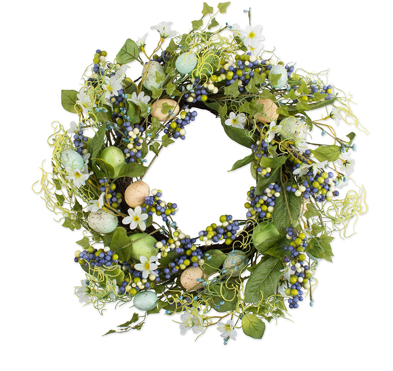 DII Decorative Seasonal Wreath Spring/Summer, Front Door or Indoor Wall Décor, 22", Wild Flowers Home & Garden > Plants > Flowers DII Eggs & Flowers  