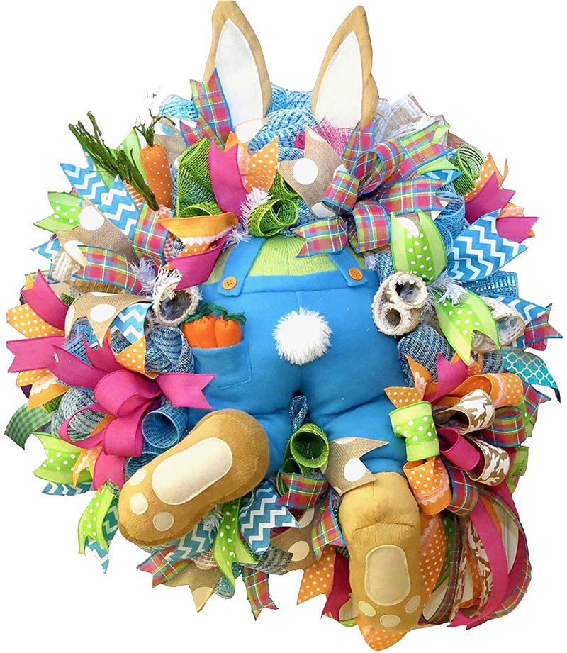 Door Easter Rabbit Wreath Decor Easter Thief Bunny Butt with Ears Bunny Garland Wall Hanging Spring Front Door Wreath Butt Wreath Decorations Rabbit Shape Wall Decor Decorations (Stlye C) Home & Garden > Decor > Seasonal & Holiday Decorations JRCX Stlye a  