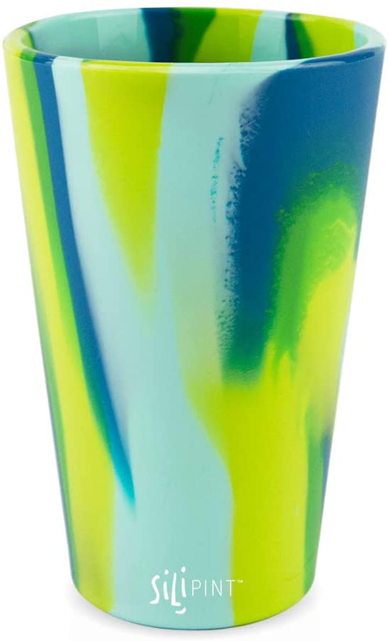 Silipint Silicone Pint Glass. Unbreakable, Reusable, Durable, and Guaranteed for Life. Shatterproof 16 Ounce Silicone Cups for Parties, Sports and Outdoors (2-Pack, Arctic Sky & Hippy Hop) Home & Garden > Kitchen & Dining > Tableware > Drinkware Silipint Sea Swirl Single 