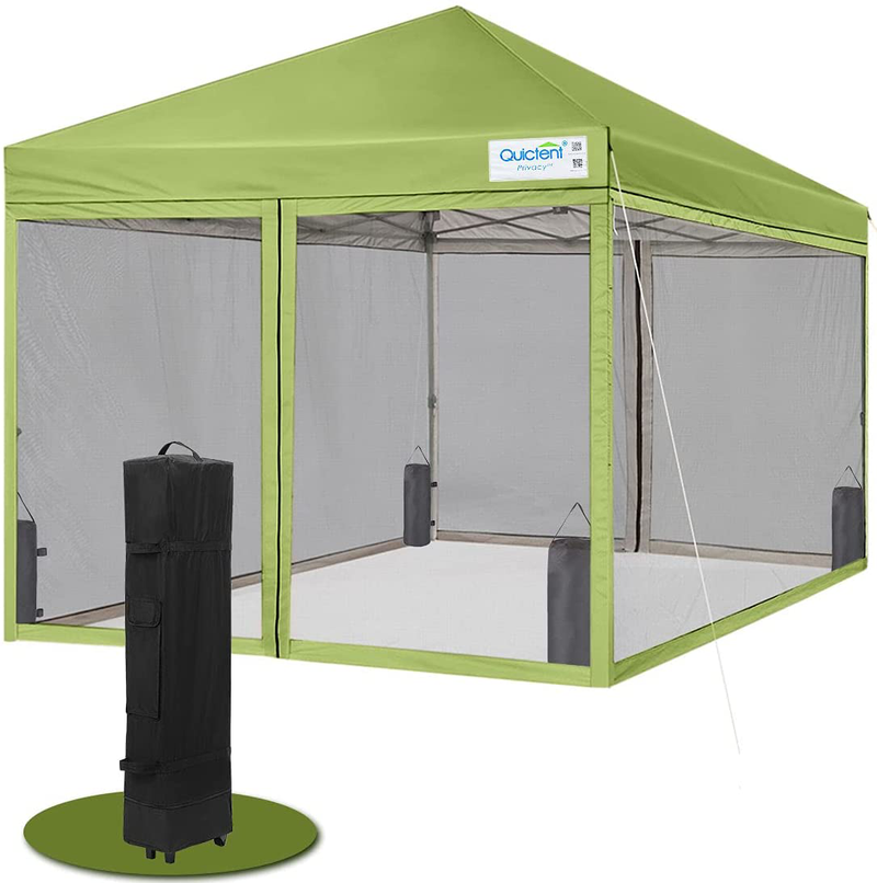 Quictent 10X10 Easy Pop up Canopy Tent Screened with Mosquito Netting Instant Gazebo Screen House Room Tent Waterproof, Roller Bag & 4 Sand Bags Included(Tan) Sporting Goods > Outdoor Recreation > Camping & Hiking > Mosquito Nets & Insect Screens Quictent Green 10 Feet x 10 Feet 