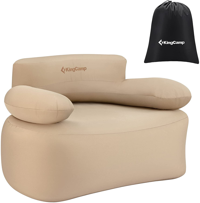 Kingcamp Inflatable Chairs for Adults Support up to 660 Lbs Waterproof Compact and Portable Inflatable Couch Blow up Chair for Garden Outdoor Travel Camping Picnic Indoor Furniture (Khaki-Single) Sporting Goods > Outdoor Recreation > Camping & Hiking > Camp Furniture KingCamp   