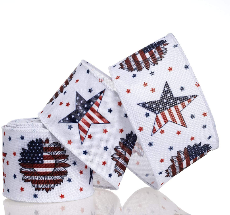 Red White Blue Stars and Stripes Wired Edge Ribbon, 10 Yards by 2.5 Inches (Style 2) Arts & Entertainment > Hobbies & Creative Arts > Arts & Crafts > Art & Crafting Materials > Embellishments & Trims > Ribbons & Trim ATRBB Style 5  