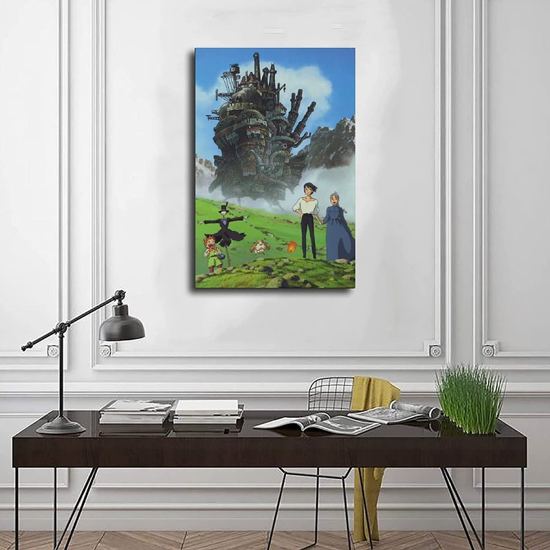 Classic Large-Scale Movie Masterpiece Howl'S Moving Castle Art Print Poster 8 Canvas Poster Bedroom Decor Sports Landscape Office Room Decor Gift 12X18Inch(30X45Cm) Unframe-Style