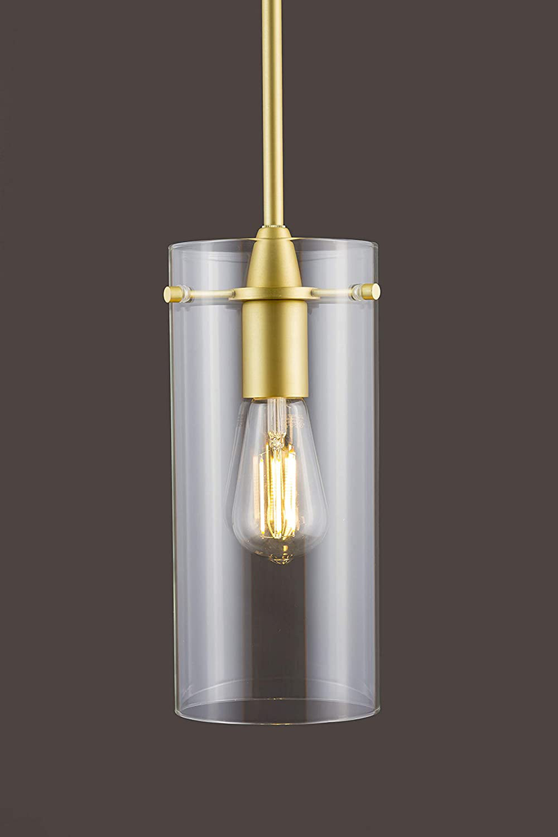 Gold Pendant Light - Modern Effimero Mini Pendant Lighting for Kitchen Island Decor - Clear Glass Fixture with Large Lamp Shade Home & Garden > Lighting > Lighting Fixtures Linea di Liara   