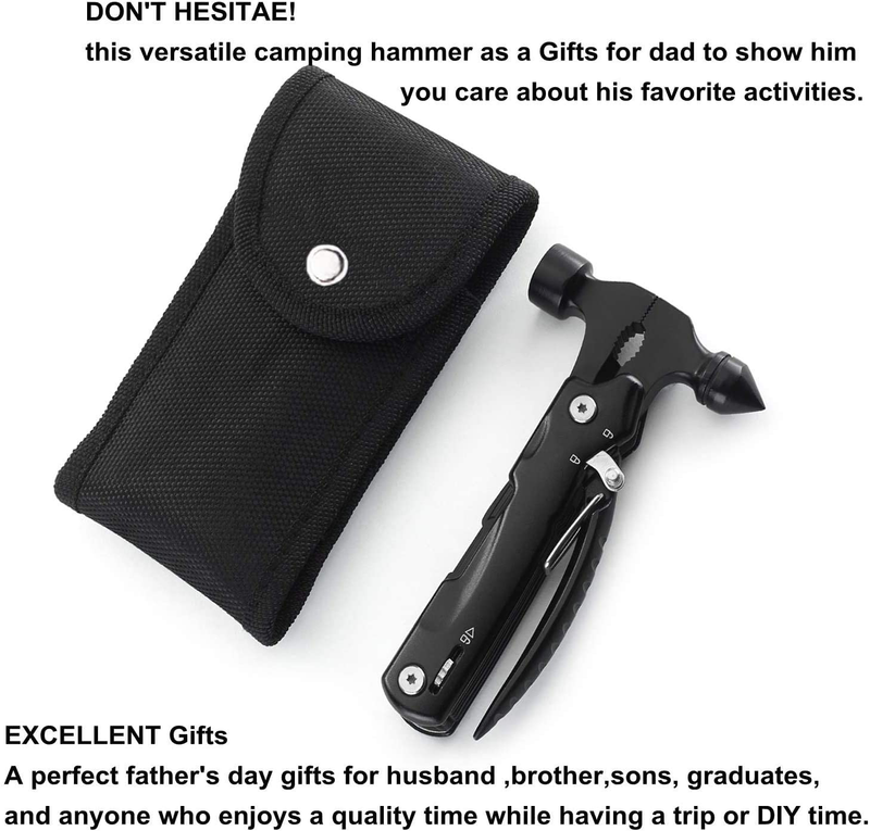 Gifts for Men, Boyfriend, Husband , Camping Accessories, Cool & Unique Birthday Christmas Gifts Ideas for Him Dad, Mini Hammer Multitool with Knife Camping Gear Survival Tool Sporting Goods > Outdoor Recreation > Camping & Hiking > Camping Tools Airpirich   