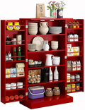Function Home 41" Farmhouse Kitchen Pantry, Storage Cabinet with Doors and Adjustable Shelves for Kitchen, Living Room and Dinning Room in White Home & Garden > Kitchen & Dining > Food Storage Function Home Red  