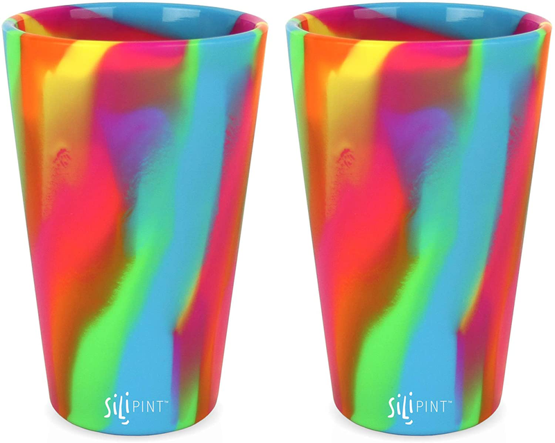 Silipint Silicone Pint Glass. Unbreakable, Reusable, Durable, and Guaranteed for Life. Shatterproof 16 Ounce Silicone Cups for Parties, Sports and Outdoors (2-Pack, Arctic Sky & Hippy Hop) Home & Garden > Kitchen & Dining > Tableware > Drinkware Silipint Hippy Hop 2-Pack 