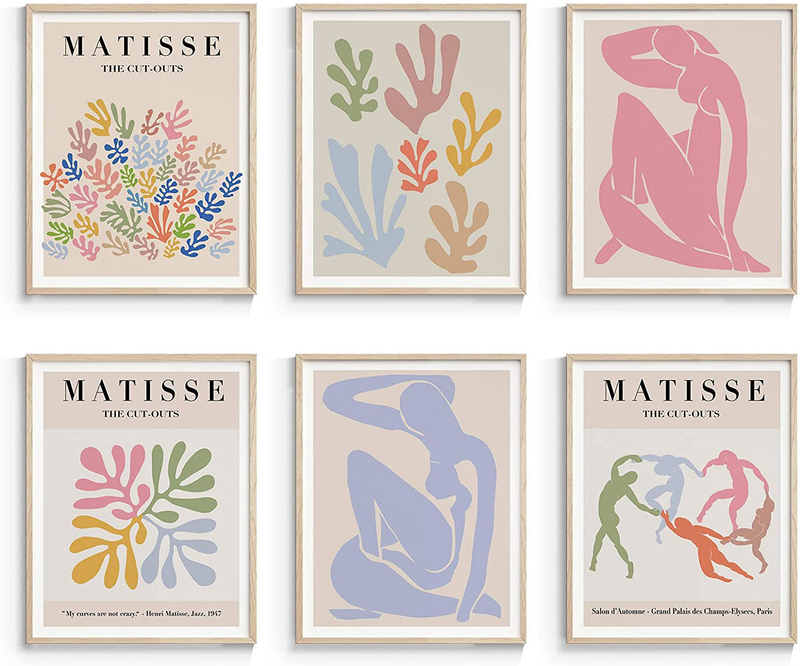 Insimsea Matisse Wall Art Exhibition Poster & Prints, Henri Matisse Posters for Room Aesthetic, Abstract Art Prints UNFRAMED, 8X10In, Set of 6 Home & Garden > Decor > Artwork > Posters, Prints, & Visual Artwork InSimSea 11x14  
