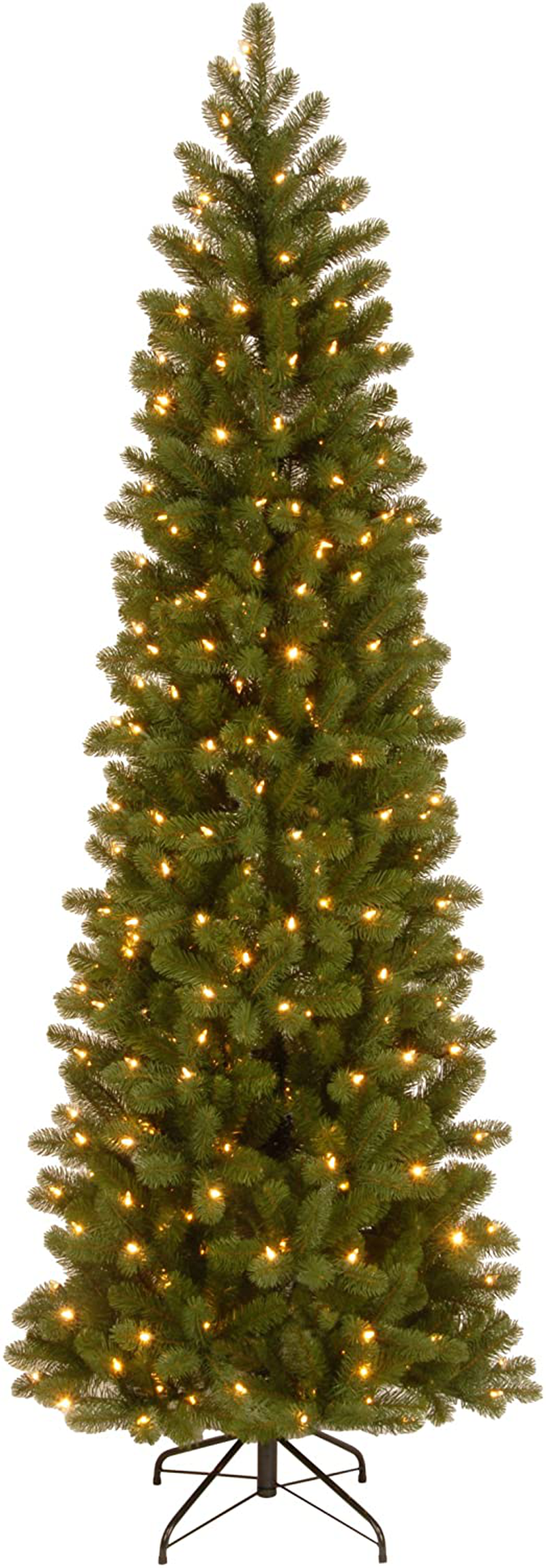 National Tree Company 'Feel Real' Pre-lit Artificial Christmas Tree | Includes Pre-strung Multi-Color LED Lights and Stand | Downswept Douglas Fir Pencil Slim - 12 ft Home & Garden > Decor > Seasonal & Holiday Decorations > Christmas Tree Stands National Tree 6.5 ft  