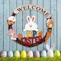 Super Holiday Easter Decorations, Welcome Happy Sign Wreaths Hanging Ornaments for Front Door, for Farmhouse Home Wall Porch Decor, Gift Supplies - Retro. Home & Garden > Decor > Seasonal & Holiday Decorations Super Holiday Happy Sign  