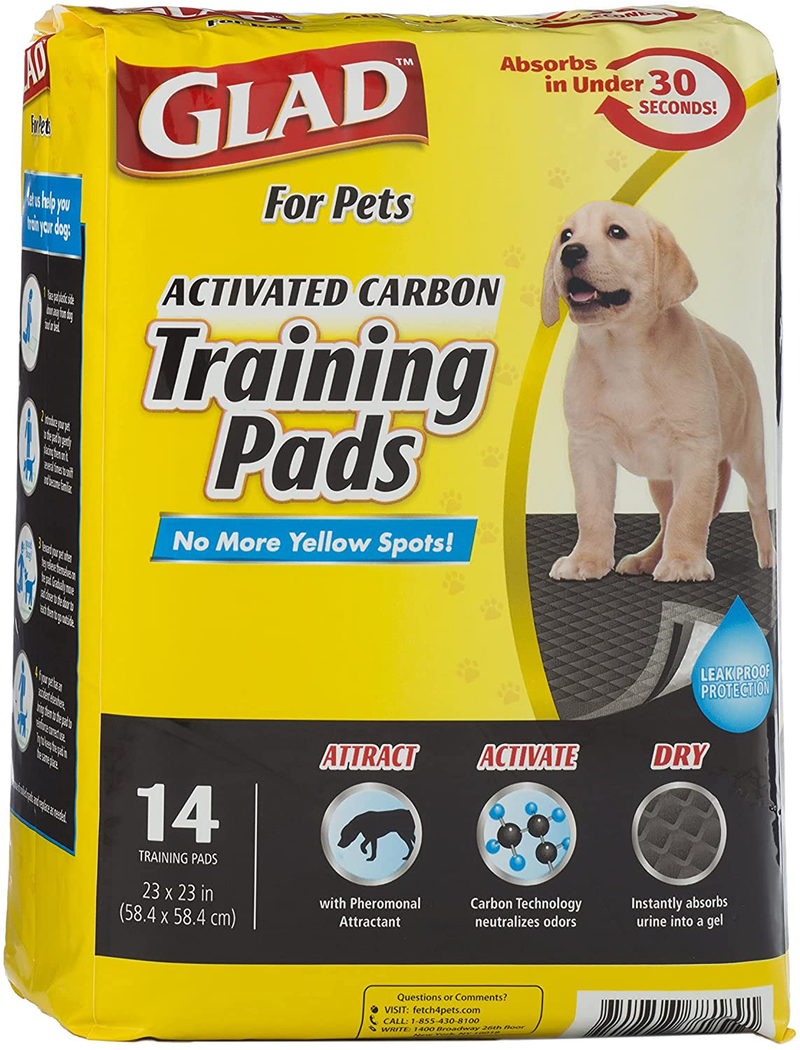 Glad for Pets Black Charcoal Puppy Pads-New & Improved Puppy Potty Training Pads That ABSORB & NEUTRALIZE Urine Instantly-Training Pads for Dogs, Dog Pee Pads, Pee Pads for Dogs, Dog Crate Pads Animals & Pet Supplies > Pet Supplies > Dog Supplies > Dog Diaper Pads & Liners Fetch for Pets Regular .Charcoal Training Pads 
