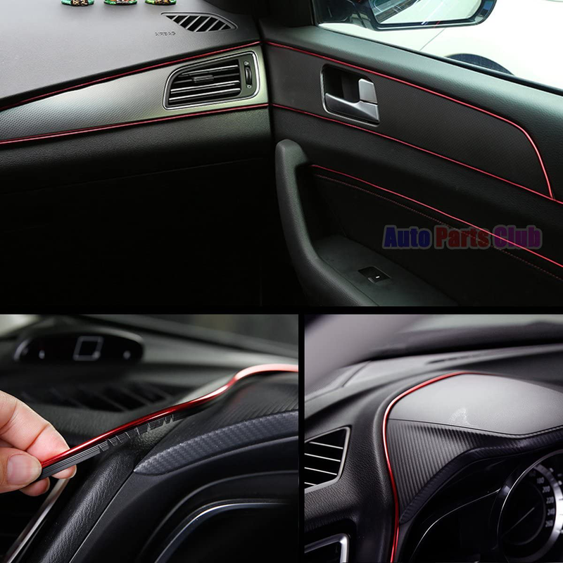 GOADROM Car Interior Moulding Trim,3D DIY 5M Electroplating Color Film Car Interior Exterior Decoration Moulding Trim Strip line by Auto Parts Club (red)…