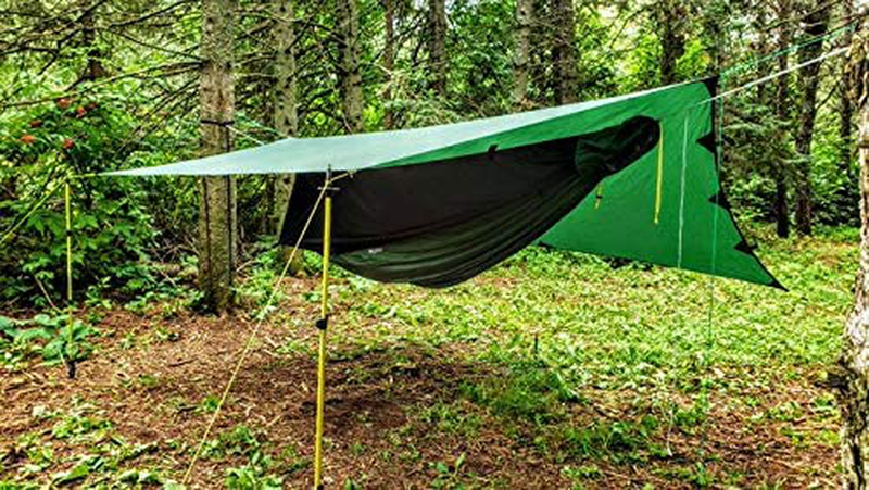 Go Camping Hammock 2.0 W/ Built-In Mosquito Net - Slate Gray by Go Outfitters: 11' Long X 64" Wide |Includes 2 Premium Aluminum Carabiners, Rapid Deployment Bag, 4 Stakes & 4 Shock Cords Sporting Goods > Outdoor Recreation > Camping & Hiking > Mosquito Nets & Insect Screens Go Outfitters   