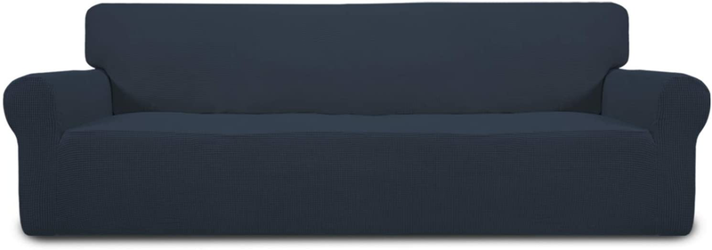 Easy-Going Stretch Sofa Slipcover 1-Piece Couch Sofa Cover Furniture Protector Soft with Elastic Bottom for Kids, Spandex Jacquard Fabric Small Checks(Sofa,Dark Gray) Home & Garden > Decor > Chair & Sofa Cushions Easy-Going Dark Blue XX Large 