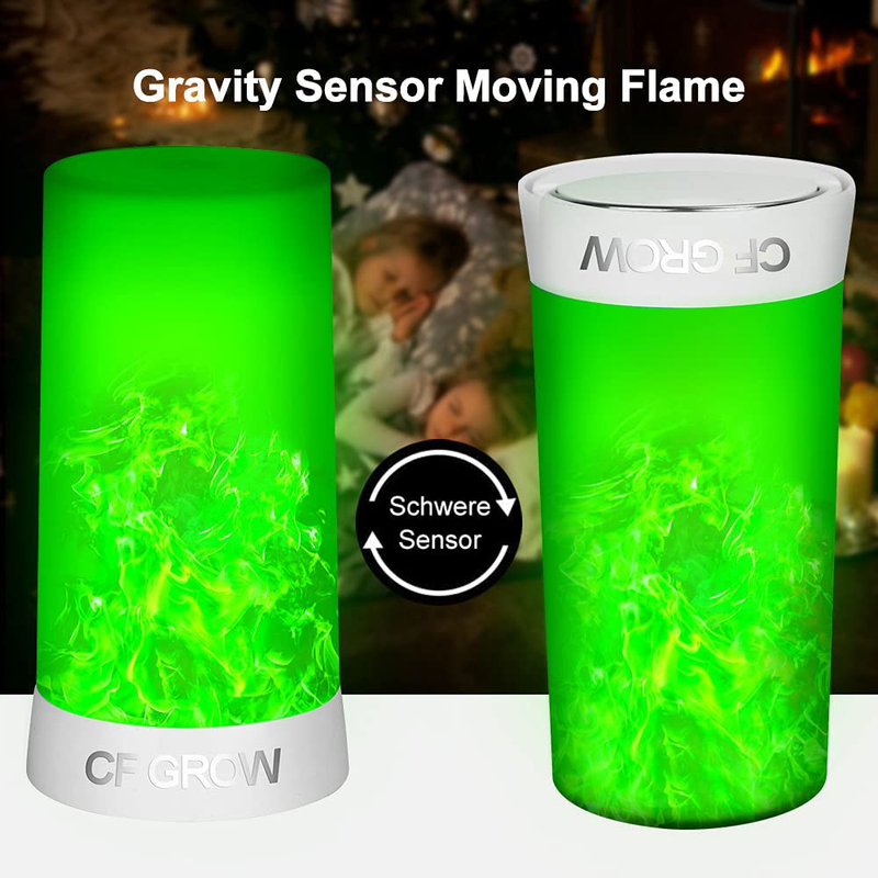 Flame Effect Light,USB Rechargeable Flame Candle Waterproof Dimmable 4 Modes Lantern,Flicking Outdoor Flame Lamp with Gravity Sensing Effect&Magnetic Base (Green flame-2PCS) Home & Garden > Decor > Home Fragrances > Candles CFGROW   