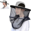 Mosquito Head Net Hat Sun Hats with Hidden Net Mesh Mask Sporting Goods > Outdoor Recreation > Camping & Hiking > Mosquito Nets & Insect Screens SUNPRO 1pack Light Grey  