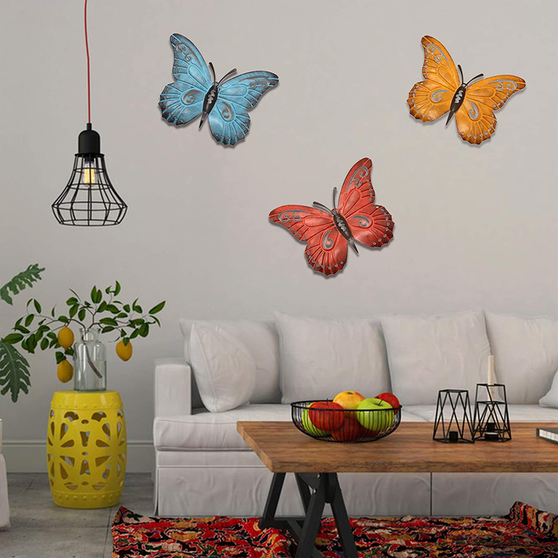 Juegoal Metal Butterfly Wall Art, Inspirational Wall Decor Sculpture Hanging for Indoor and Outdoor, 3 Pack Home & Garden > Decor > Artwork > Sculptures & Statues Juegoal   