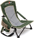 Sunnyfeel Low Camping Chair, Lightweight Portable Folding Chair with Mesh Back, Cup Holder&Side Pocket for Beach/Lawn/Outdoor/Travel/Picnic/Concert, Foldable Camp Chair with Carry Bag (2Pcs Green)