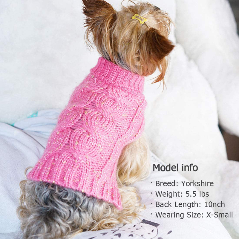 KYEESE Dog Sweaters Turtleneck Dog Pullover Sweater Knitwear with Golden Yarn Warm Pet Sweater for Fall Winter