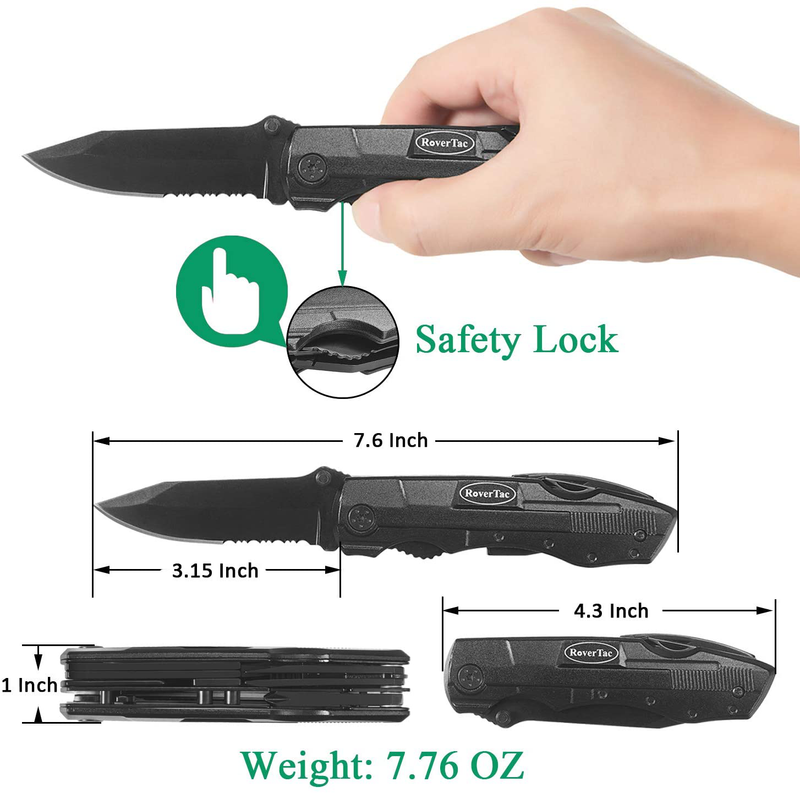 Rovertac Pocket Knife Folding Multitool Knife Christmas Gifts for Men Pliers Screwdriver Bottle Opener Liner Lock Durable Sheath Perfect for Camping Fishing Hiking Adventuring Sporting Goods > Outdoor Recreation > Camping & Hiking > Camping Tools RoverTac   