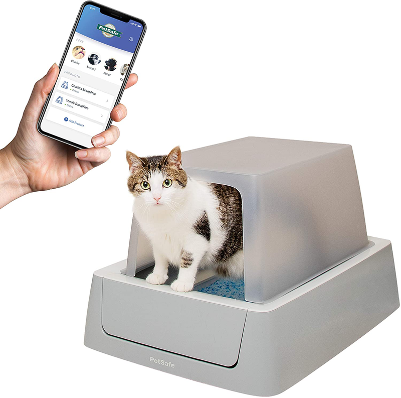 PetSafe ScoopFree Automatic Self-Cleaning Cat Litter Boxes - 2nd Generation or Smart, WiFi Connected, iOS or Android App Tracking - Includes Disposable Litter Tray with Premium Blue Crystal Cat Litter Animals & Pet Supplies > Pet Supplies > Cat Supplies > Cat Litter PetSafe Front-Entry Smart 