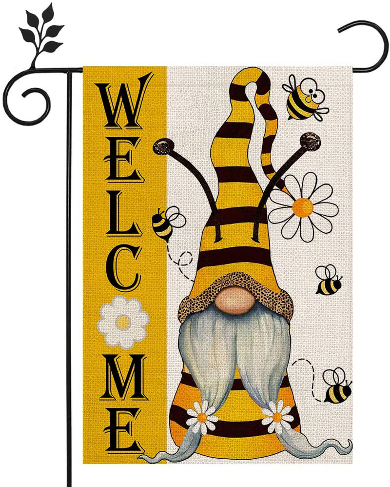 CROWNED BEAUTY Summer Welcome Garden Flag 12×18 Inch Gnome Double Sided Vertical Yard Outdoor Decoration CF162-12 Home & Garden > Decor > Seasonal & Holiday Decorations& Garden > Decor > Seasonal & Holiday Decorations CROWNED BEAUTY   