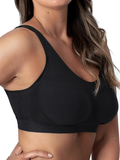 SHAPERMINT Compression Wirefree High Support Bra for Women Small to Plus Size Everyday Wear, Exercise and Offers Back Support Apparel & Accessories > Clothing > Underwear & Socks > Bras Shapermint Black Large 