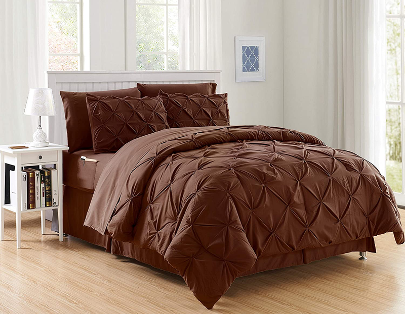 Luxury Best, Softest, Coziest 8-Piece Bed-in-a-Bag Comforter Set on Amazon! Elegant Comfort - Silky Soft Complete Set Includes Bed Sheet Set with Double Sided Storage Pockets, King/Cal King, White Home & Garden > Linens & Bedding > Bedding Elegant Comfort Chocolate Brown Twin/Twin XL 