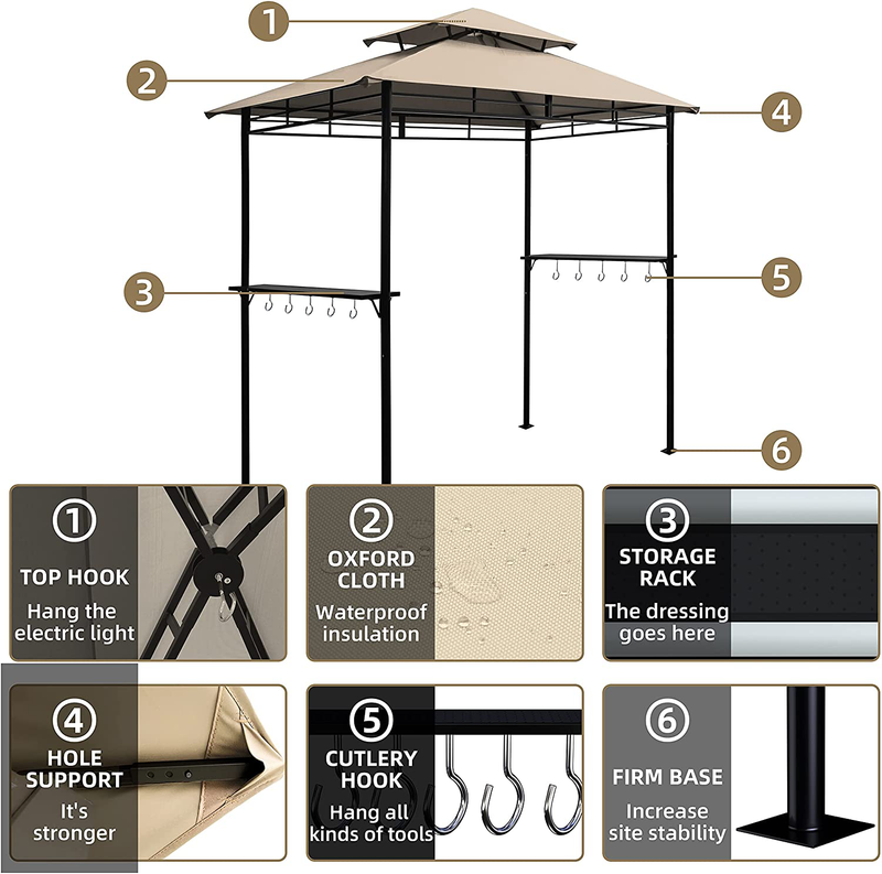 DikaSun BBQ Grill Gazebo 8' x 5' Double Tiered Barbecue Canopy BBQ Grill Tent w/Air Vent for Outdoor Party Patio Wedding Home & Garden > Lawn & Garden > Outdoor Living > Outdoor Structures > Canopies & Gazebos DikaSun   
