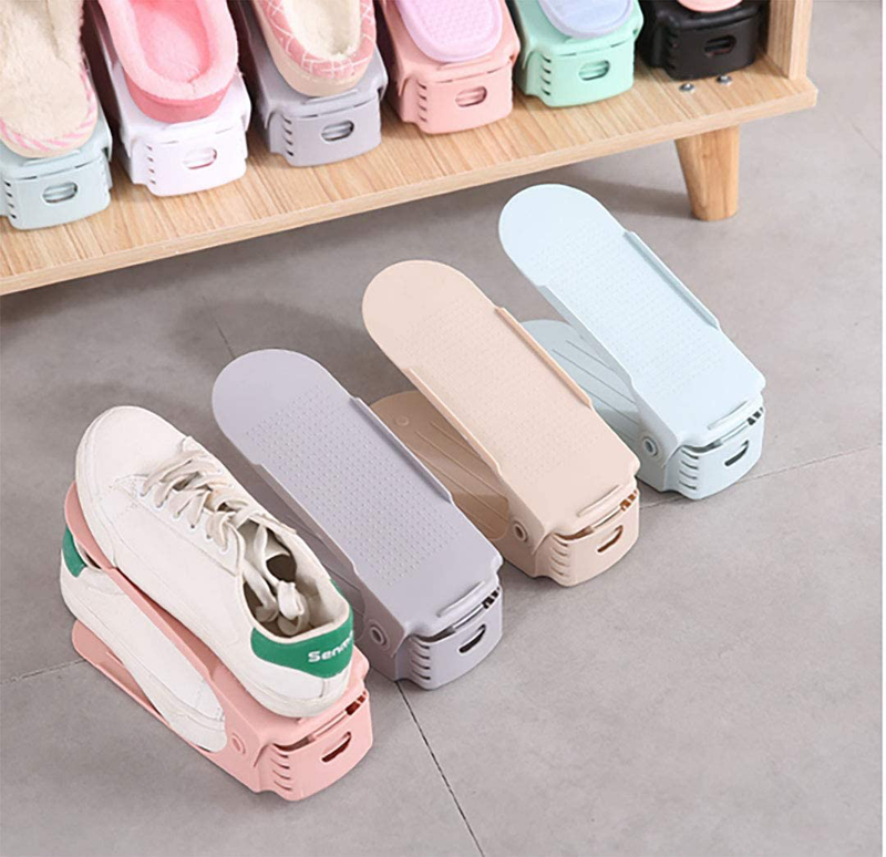 HOMDECO Shoe Slots Organizer 20 Pack- Shoe Stacker - Increase Space by 200%,4 Levels Adjustable Double Layer Stack Shoe Rack,Storage Shoe Rack Holder for Closet Organization,Black