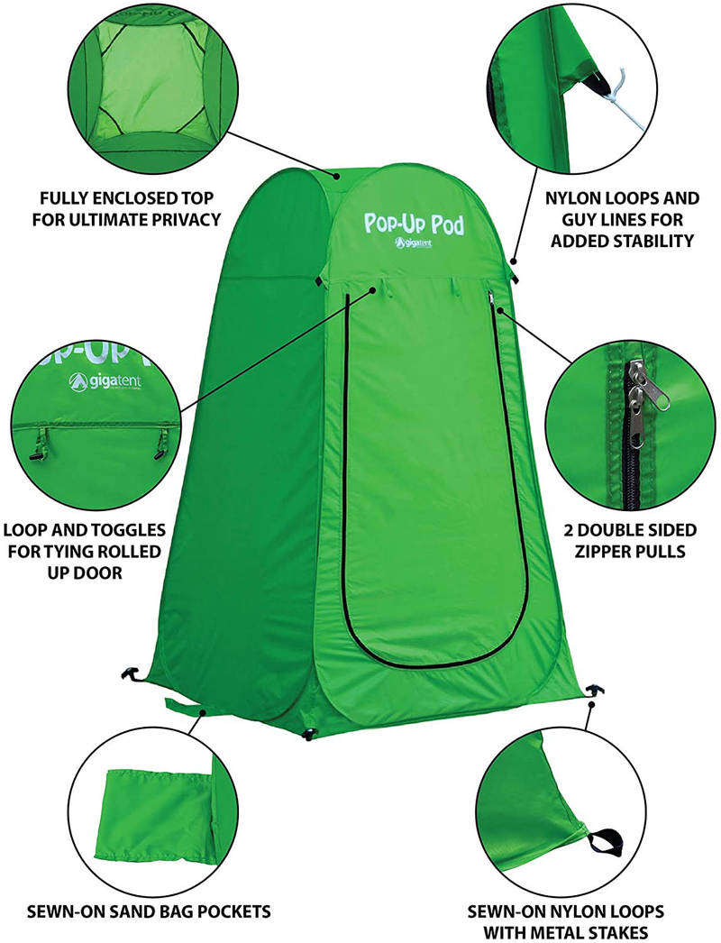 Gigatent Pop up Pod Changing Room Privacy Tent – Instant Portable Outdoor Shower Tent, Camp Toilet, Rain Shelter for Camping & Beach – Lightweight & Sturdy, Easy Set Up, Foldable - with Carry Bag Sporting Goods > Outdoor Recreation > Camping & Hiking > Tent Accessories Gigatent   
