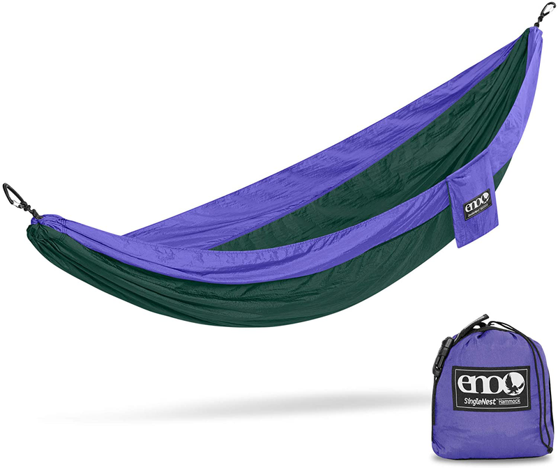 ENO, Eagles Nest Outfitters SingleNest Lightweight Camping Hammock Home & Garden > Lawn & Garden > Outdoor Living > Hammocks ENO Purple/Forest Standard Packaging One Size