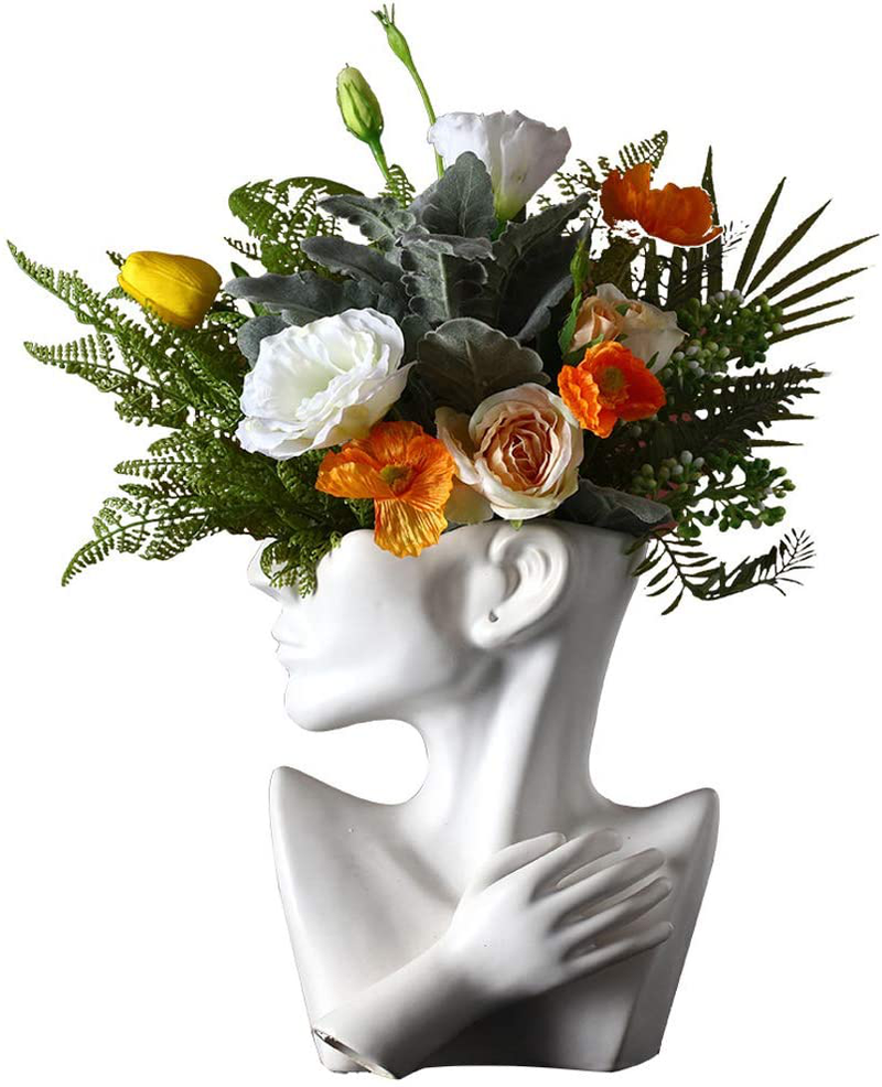 KatoonX Ceramics Greek Statue Face Vase Creative Head Sculpture for Home Decoration Home & Garden > Decor > Vases KatoonX White  