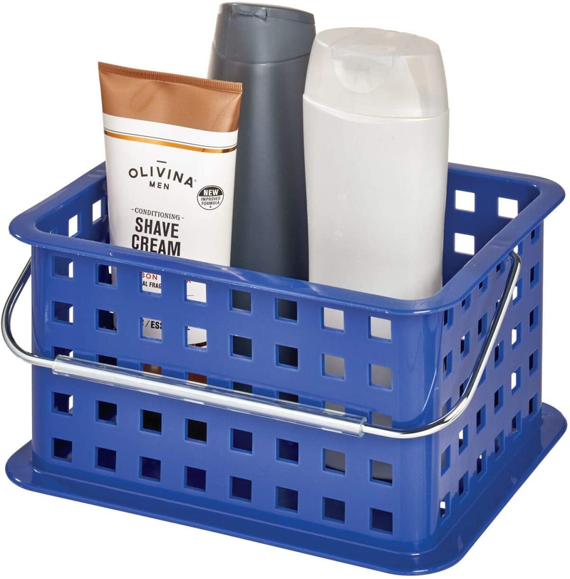 Idesign Spa Plastic Storage Organizer Basket with Handle for Bathroom, Health, Cosmetics, Hair Supplies and Beauty Products, 9.25" X 7" X 5" - White Sporting Goods > Outdoor Recreation > Camping & Hiking > Portable Toilets & Showers InterDesign Mazarine Blue  