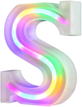 Neon Letter Lights 26 Alphabet Letter Bar Sign Letter Signs for Wedding Christmas Birthday Partty Supplies,USB/Battery Powered Light Up Letters for Home Decoration-Colourful J