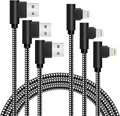 MFi Certified 10FT Lightning Cable iPhone Charger Cord 90 Degree Fast Data Cable Nylon Braided Compatible with iPhone Xs Max/XS/XR/7/7Plus/X/8/8Plus/6S/6S Plus/SE (Gray, 10FT) Electronics > Electronics Accessories > Power > Power Adapters & Chargers APFEN Black White 6FT 