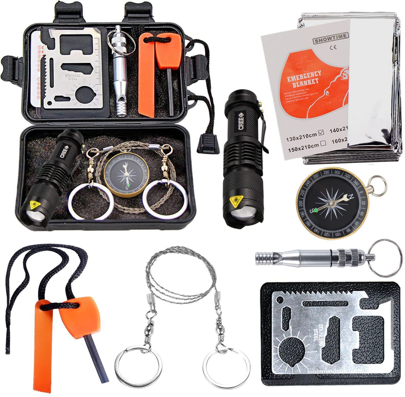 EMDMAK Survival Kit Outdoor Emergency Gear Kit for Camping Hiking Travelling or Adventures Sporting Goods > Outdoor Recreation > Camping & Hiking > Camping Tools EMDMAK Updated  