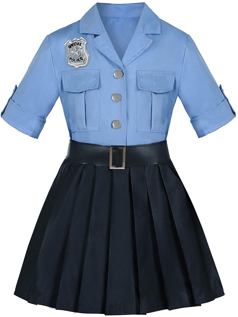 Getyothtop Girls Police Officer Uniform Cop Costume Halloween Dress Up Apparel & Accessories > Costumes & Accessories > Costumes Getyothtop   